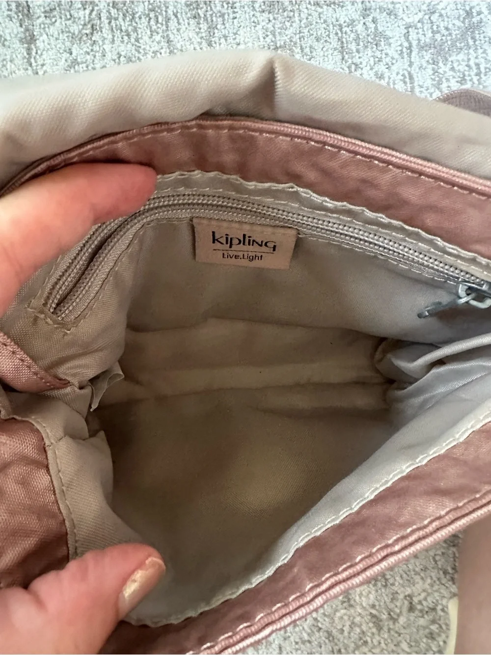 Kipling Metallic Blush Pink Small Crossbody bag. One of a kind
